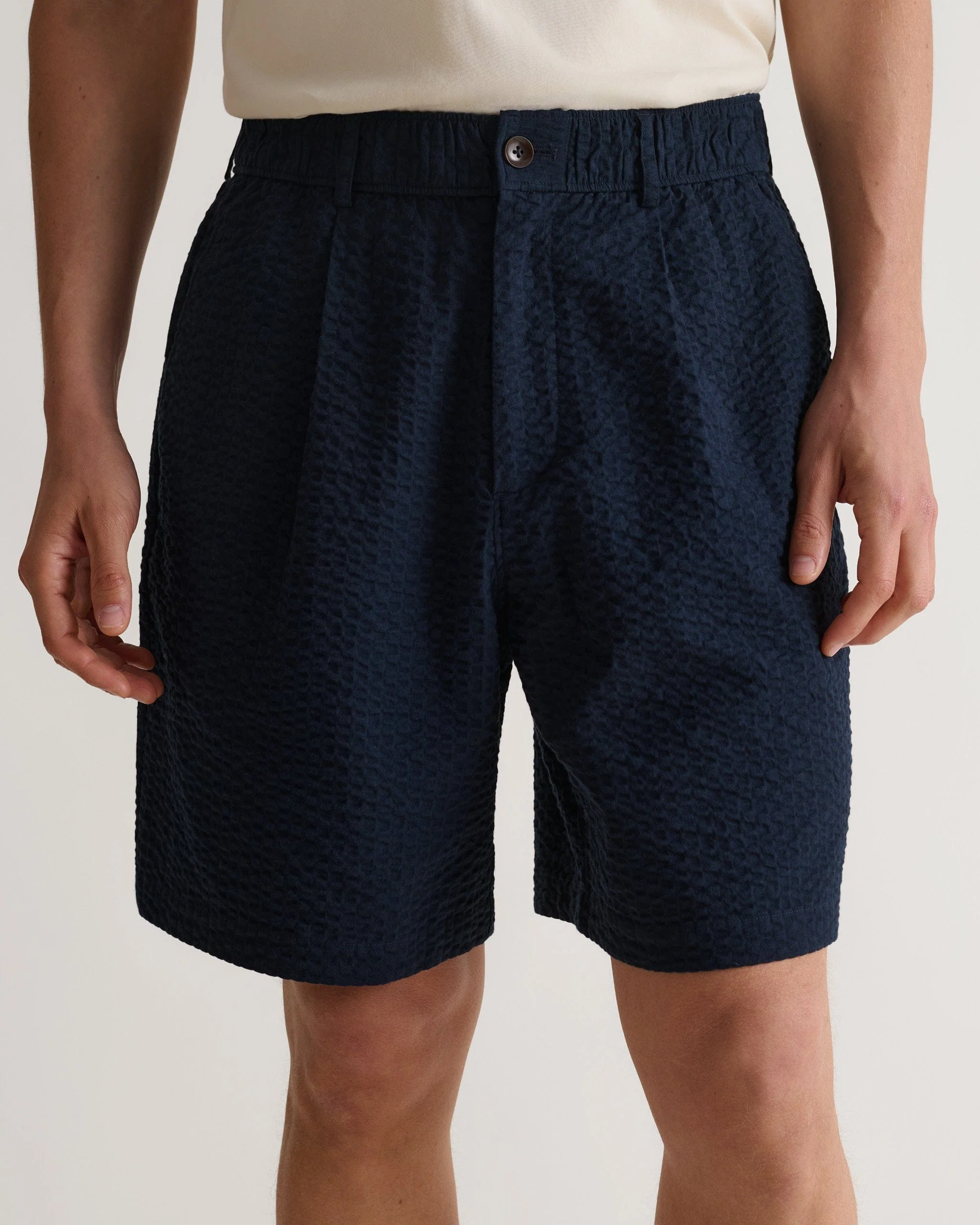 Men's Cotton Seersucker Short - Indigo - Image 4