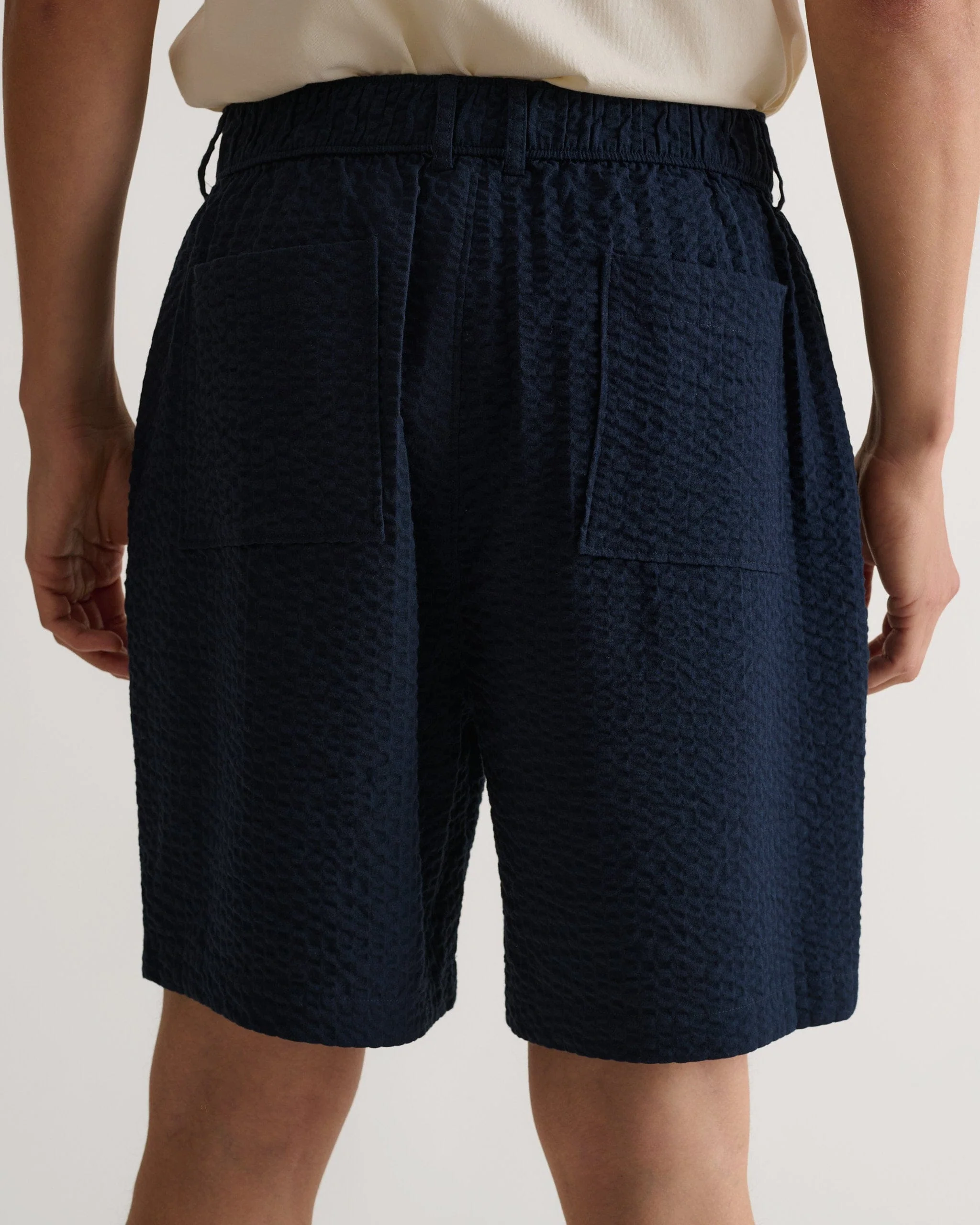 Men's Cotton Seersucker Short - Indigo - Image 5