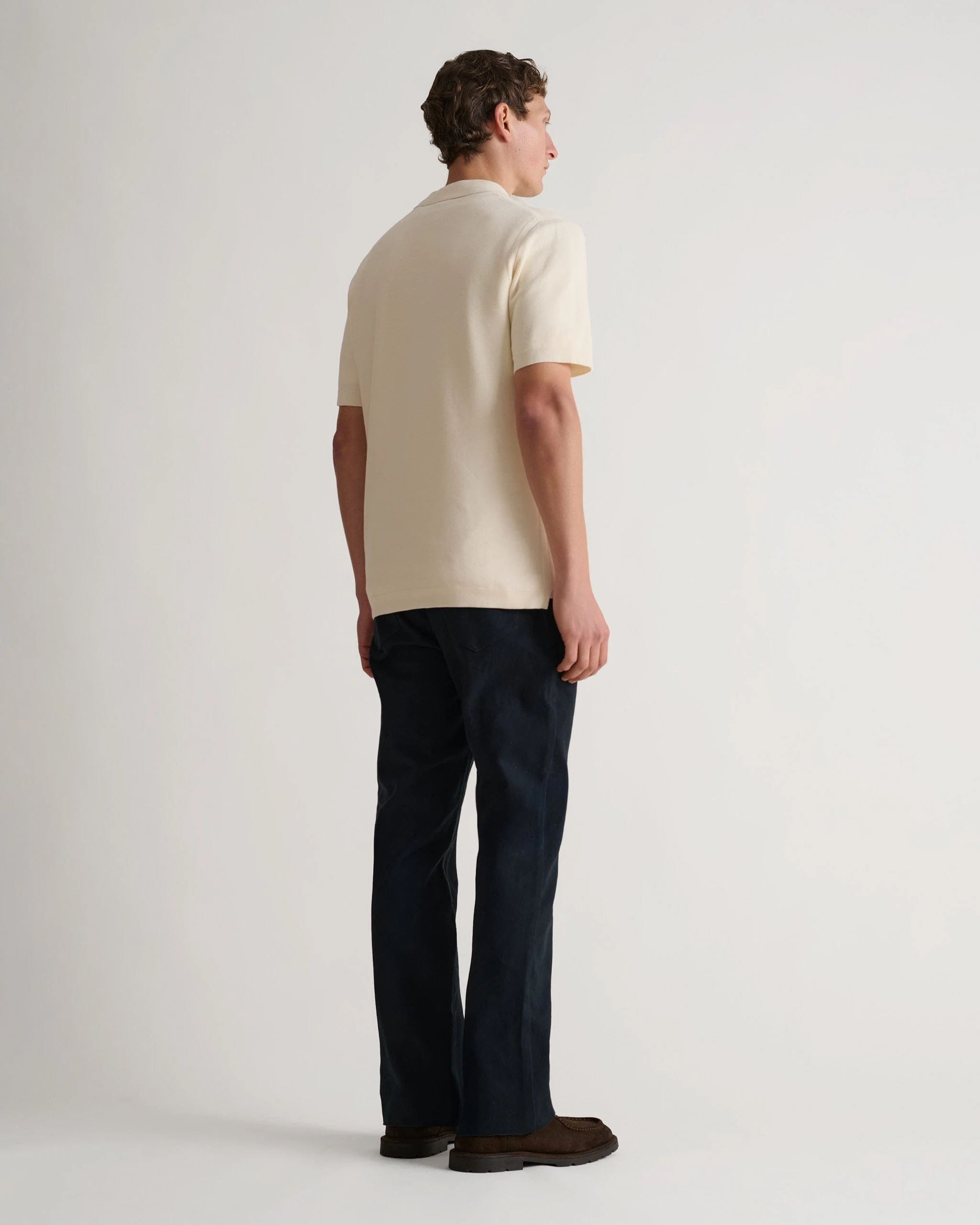 Men's Cotton Twist Pique Polo - Parchment - Image 3
