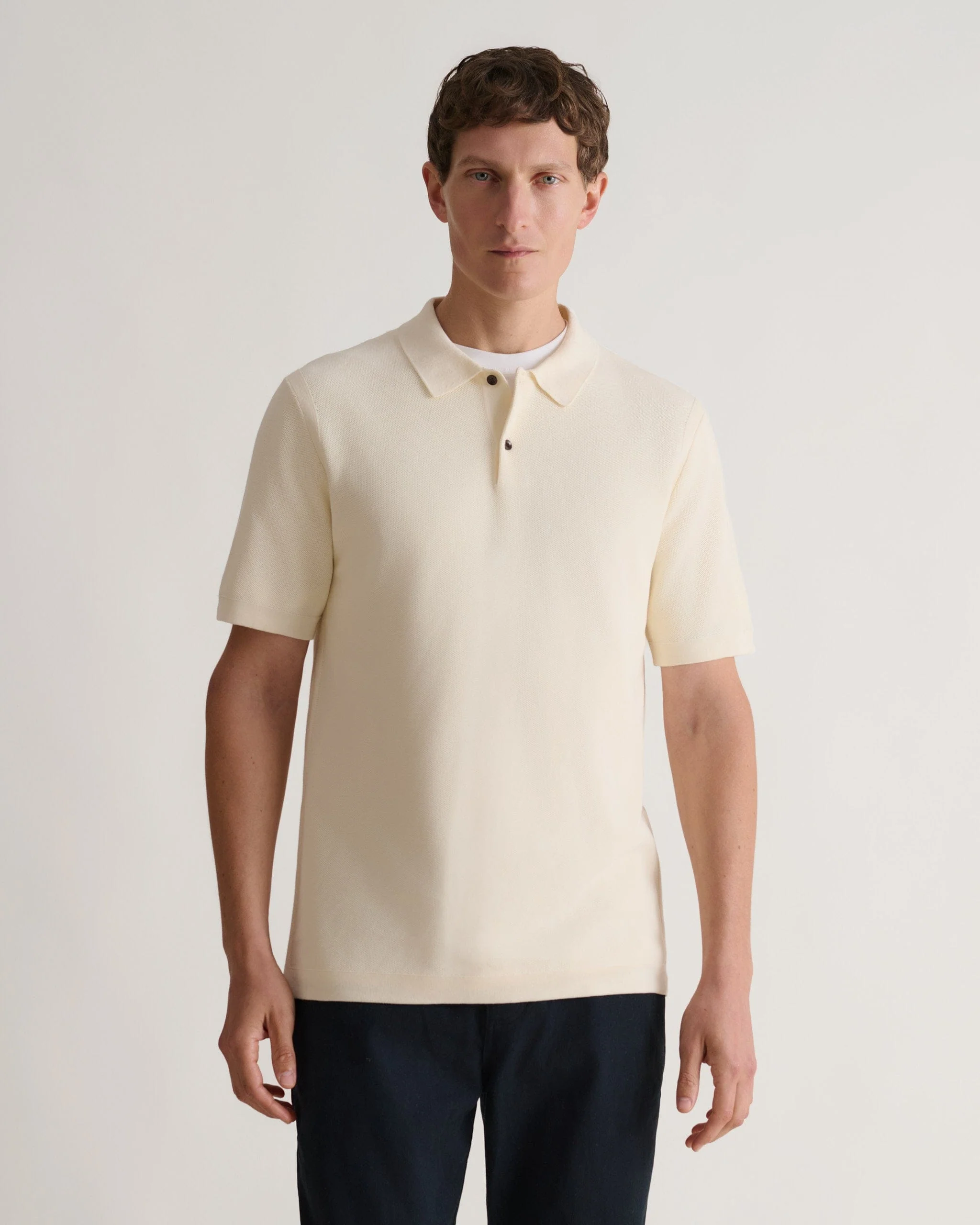 Men's Cotton Twist Pique Polo - Parchment - Image 4