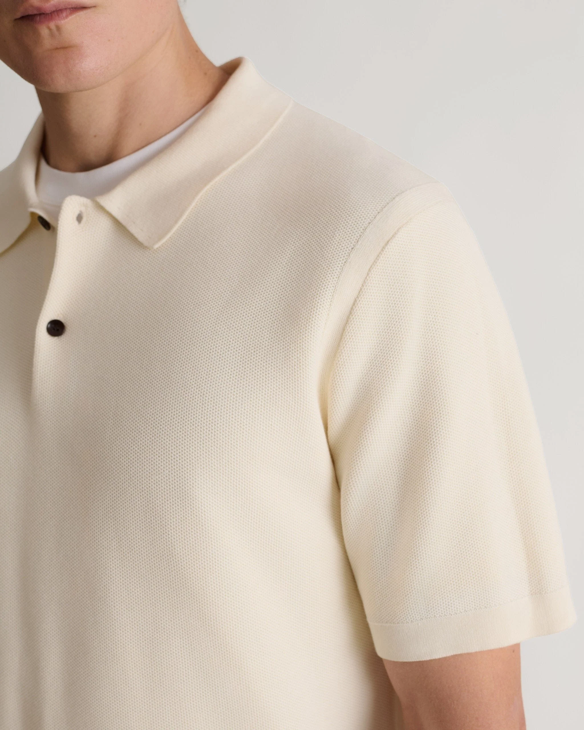 Men's Cotton Twist Pique Polo - Parchment - Image 5