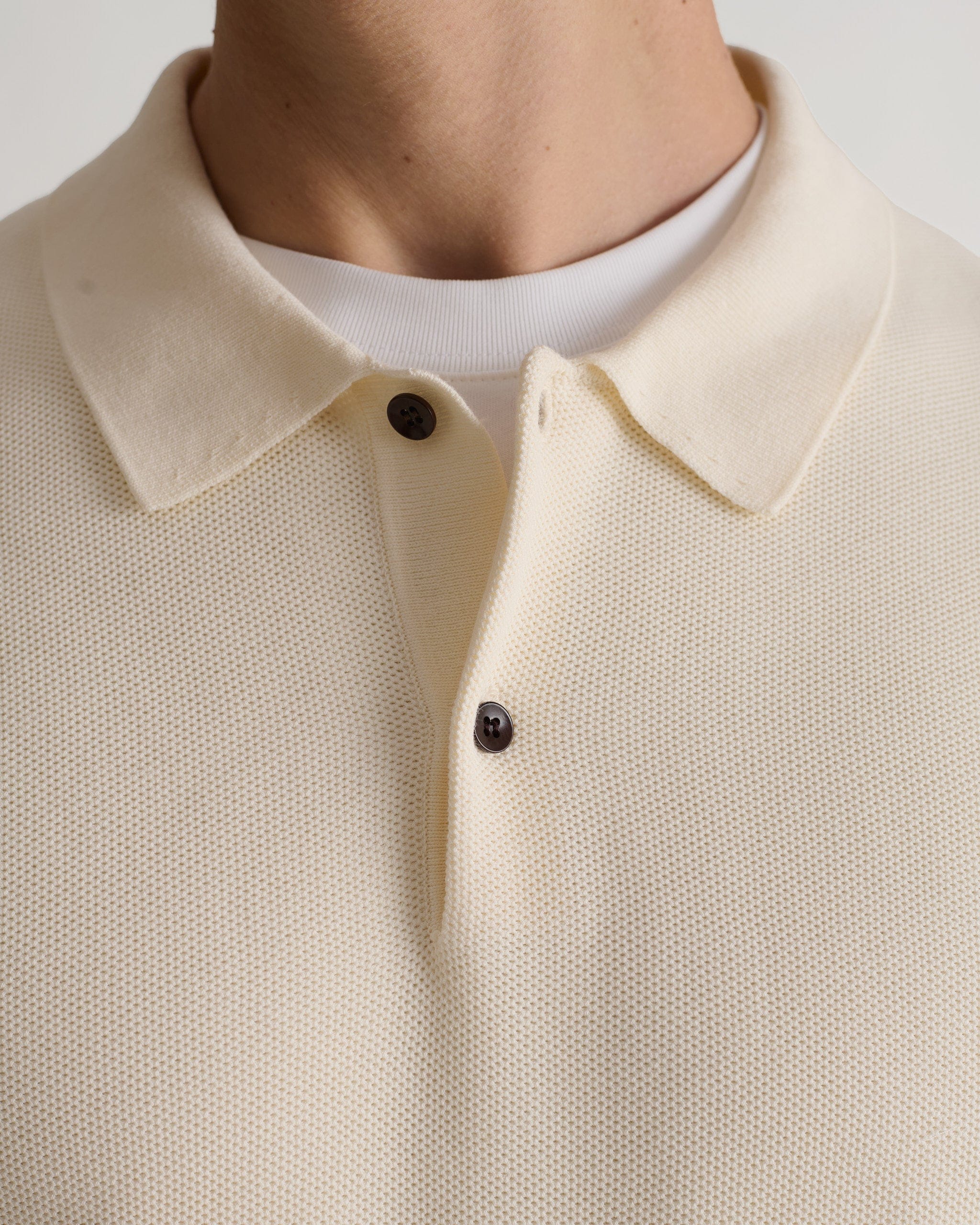 Men's Cotton Twist Pique Polo - Parchment - Image 6