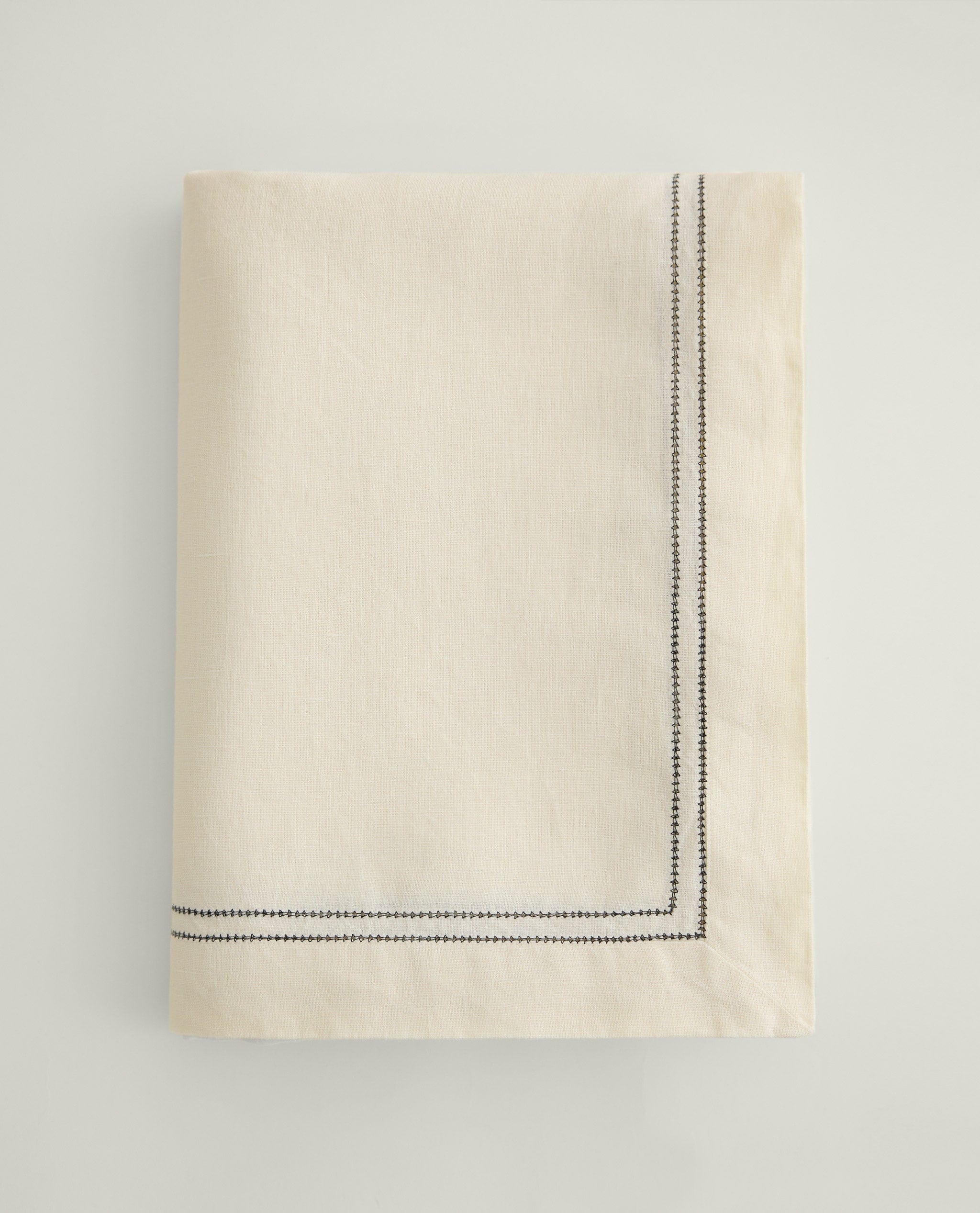 Linen Picotting Table Cloth - Alabaster - Image 3