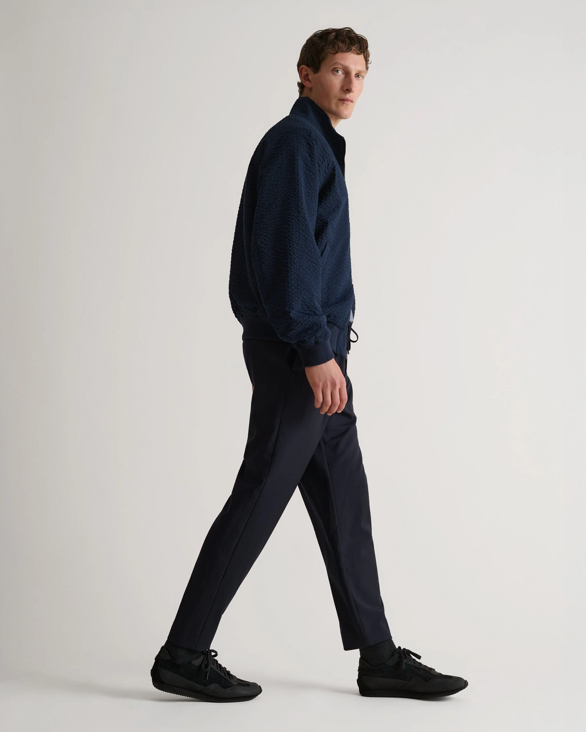 Men's Cotton Seersucker Jacket - Indigo - Image 3