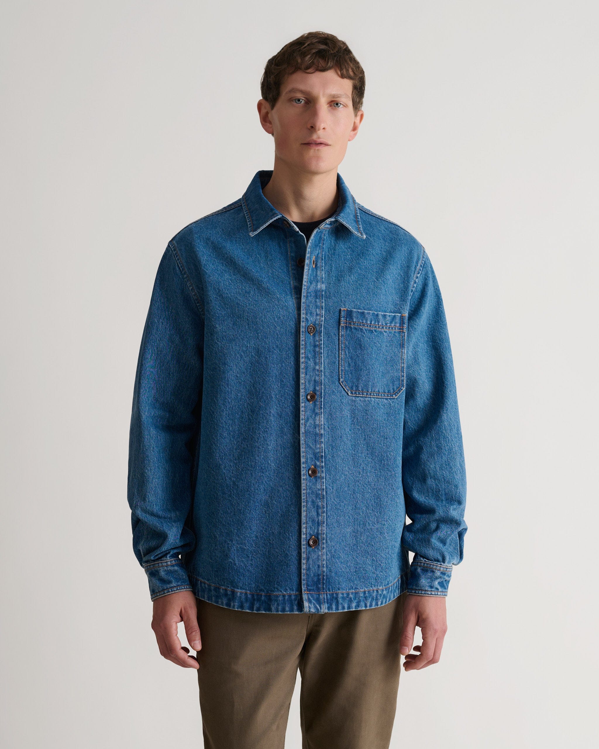 Men's Denim Overshirt - Blue Rinse - Image 4