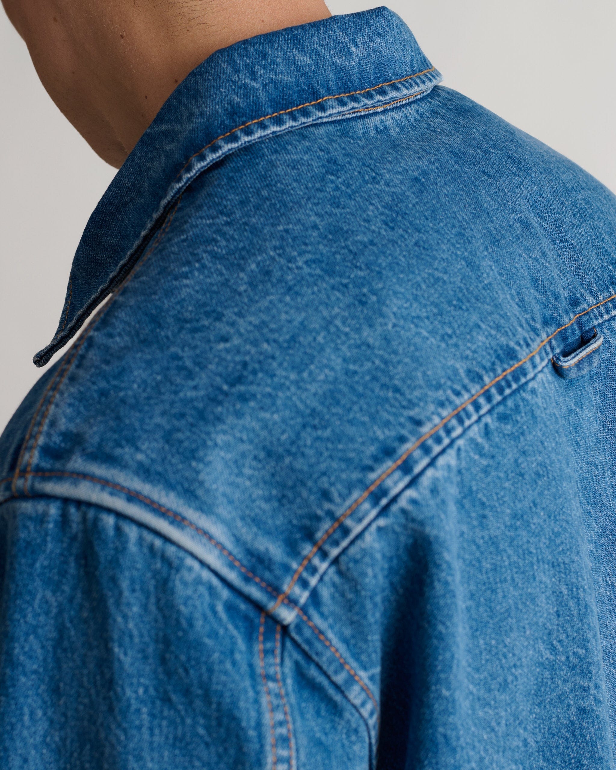 Men's Denim Overshirt - Blue Rinse - Image 6