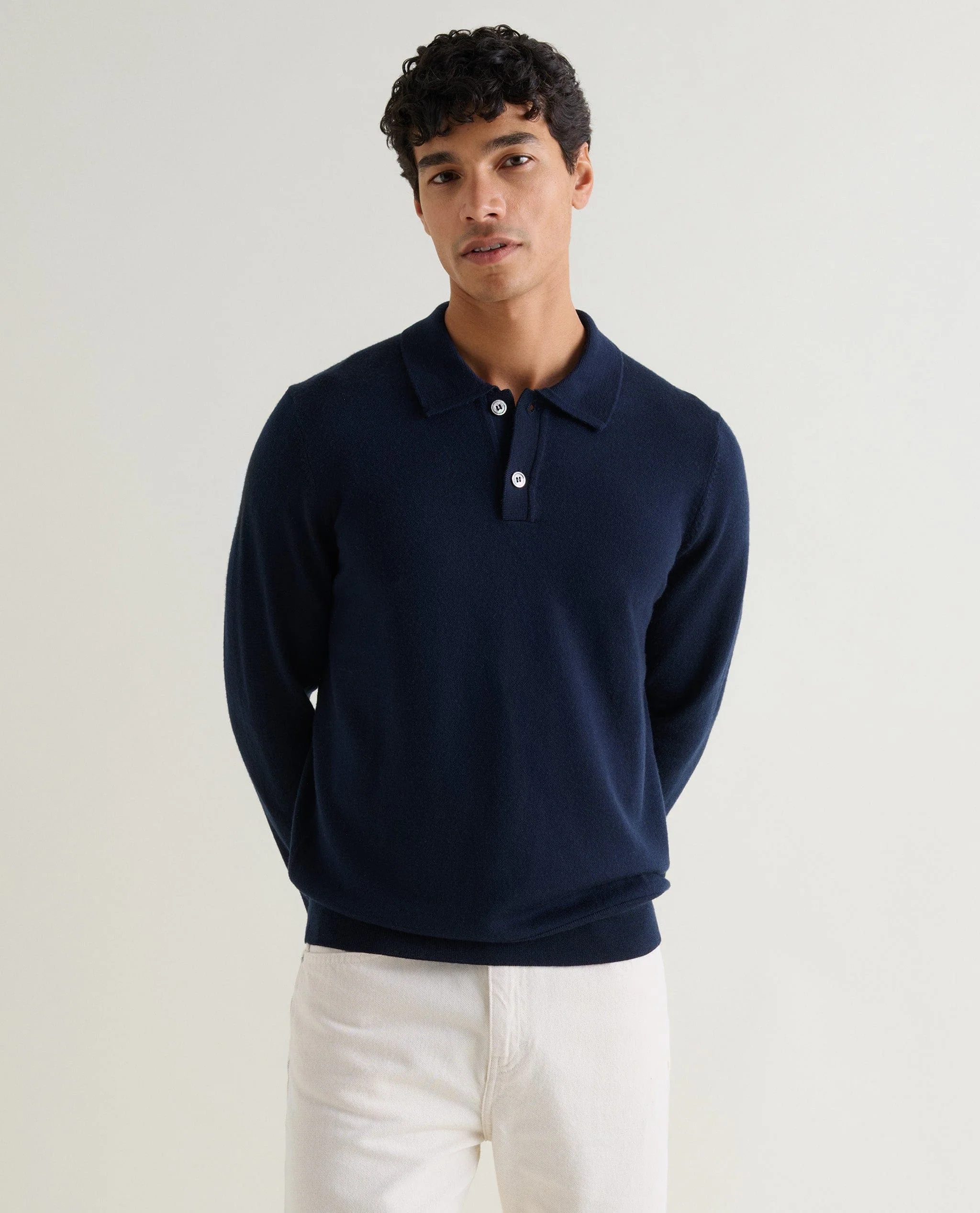 Men's Merino Knitted Polo Jumper - Image 14