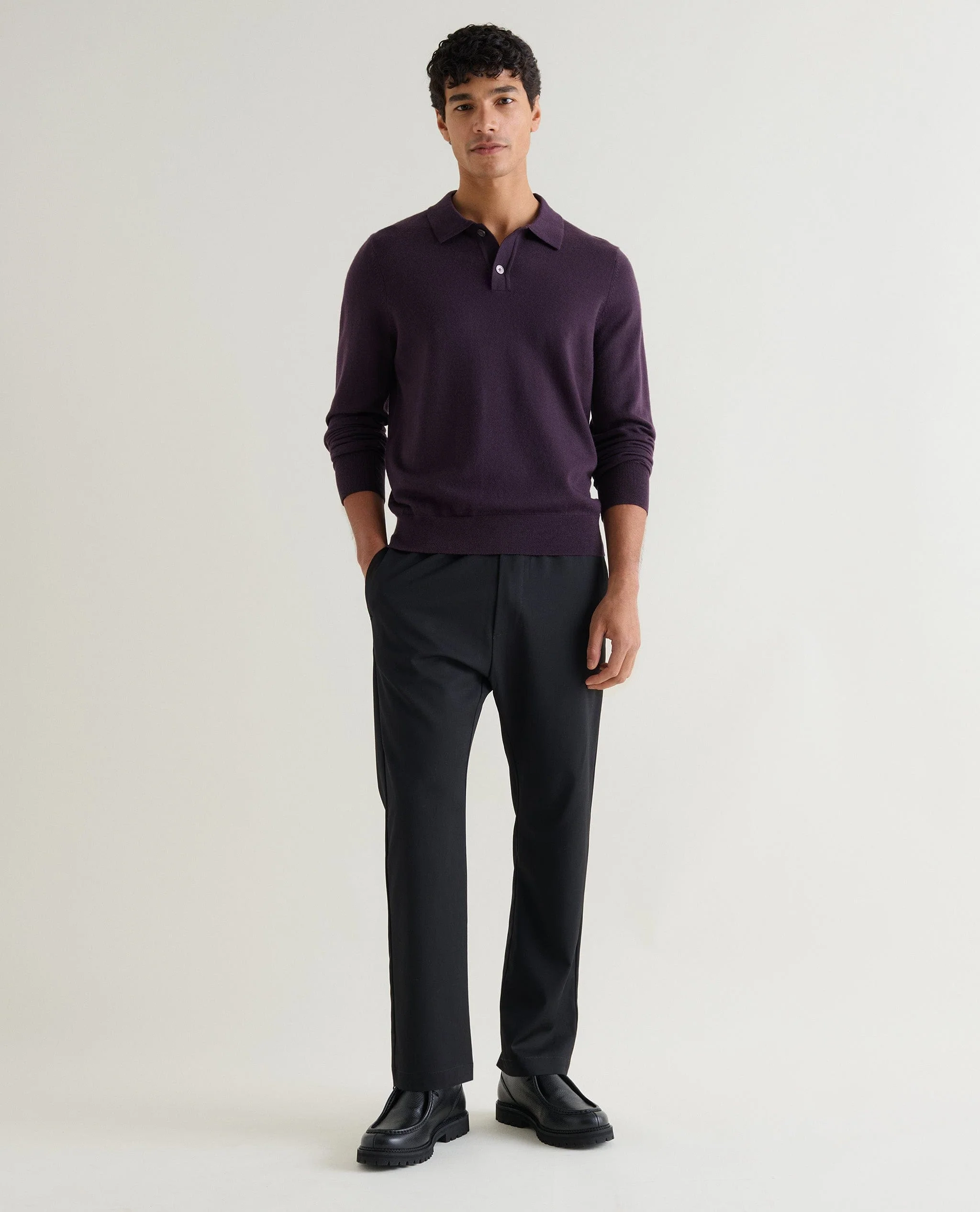 Men's Merino Knitted Polo Jumper - Image 3