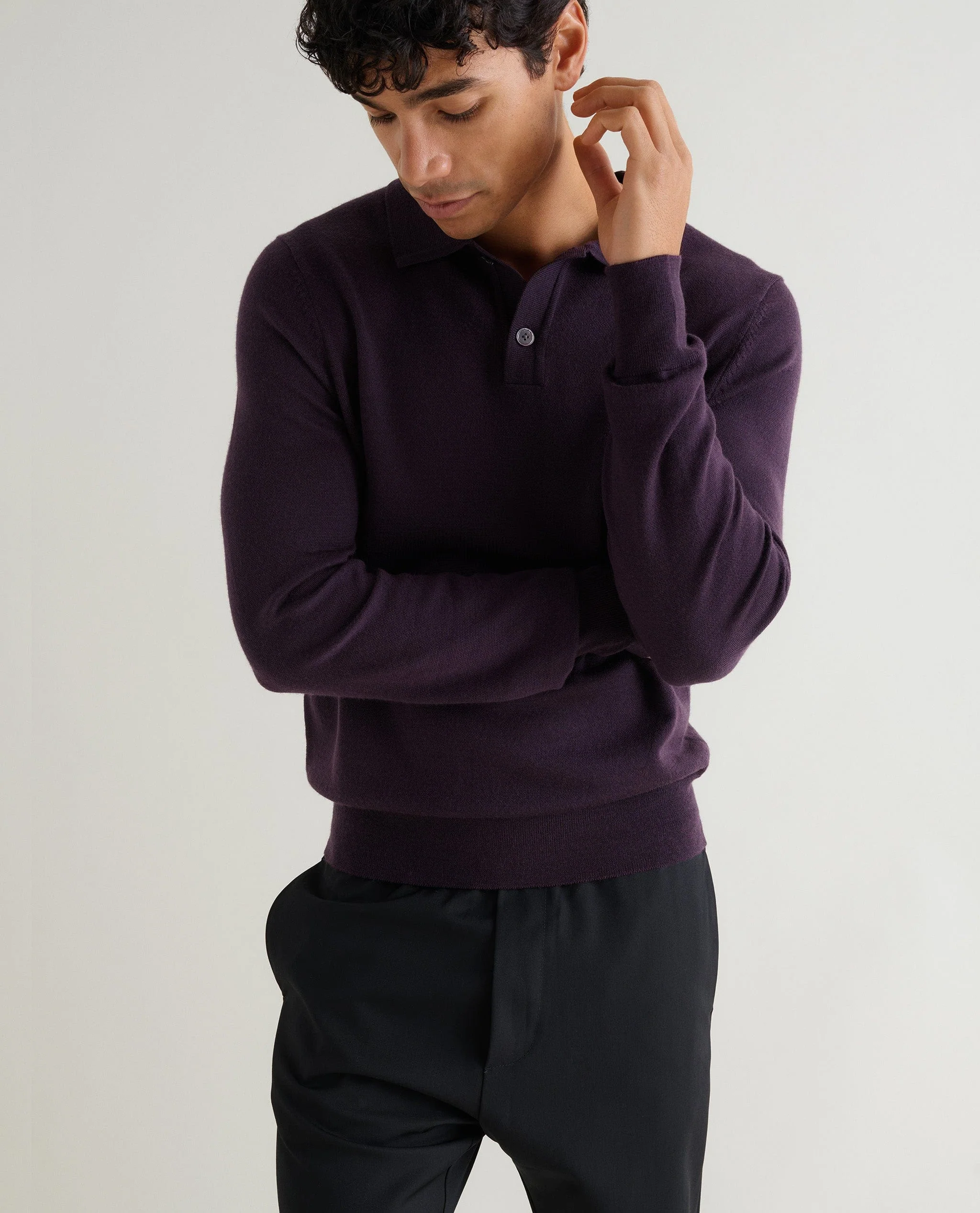 Men's Merino Knitted Polo Jumper - Image 6