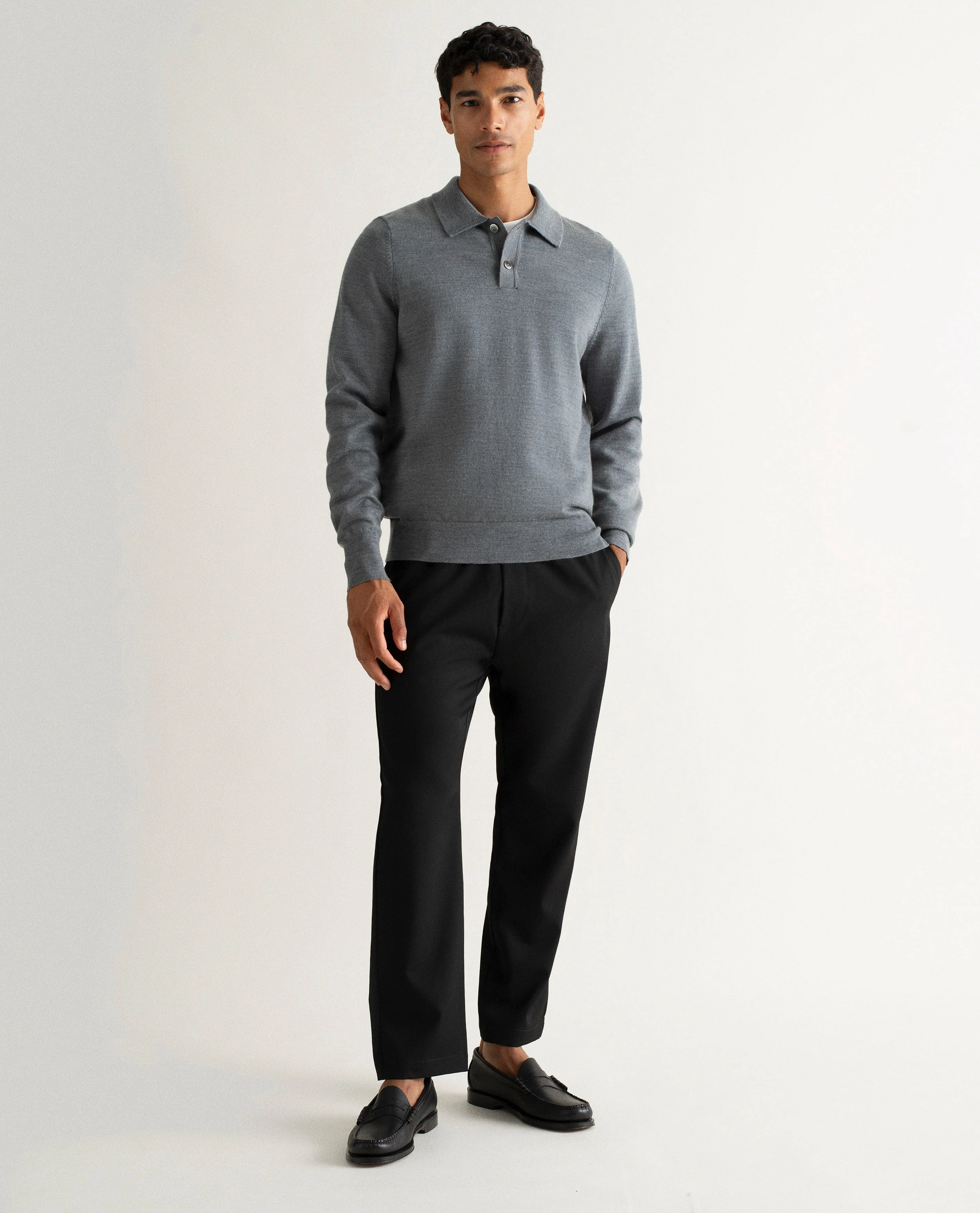 Men's Merino Knitted Polo Jumper - Image 8