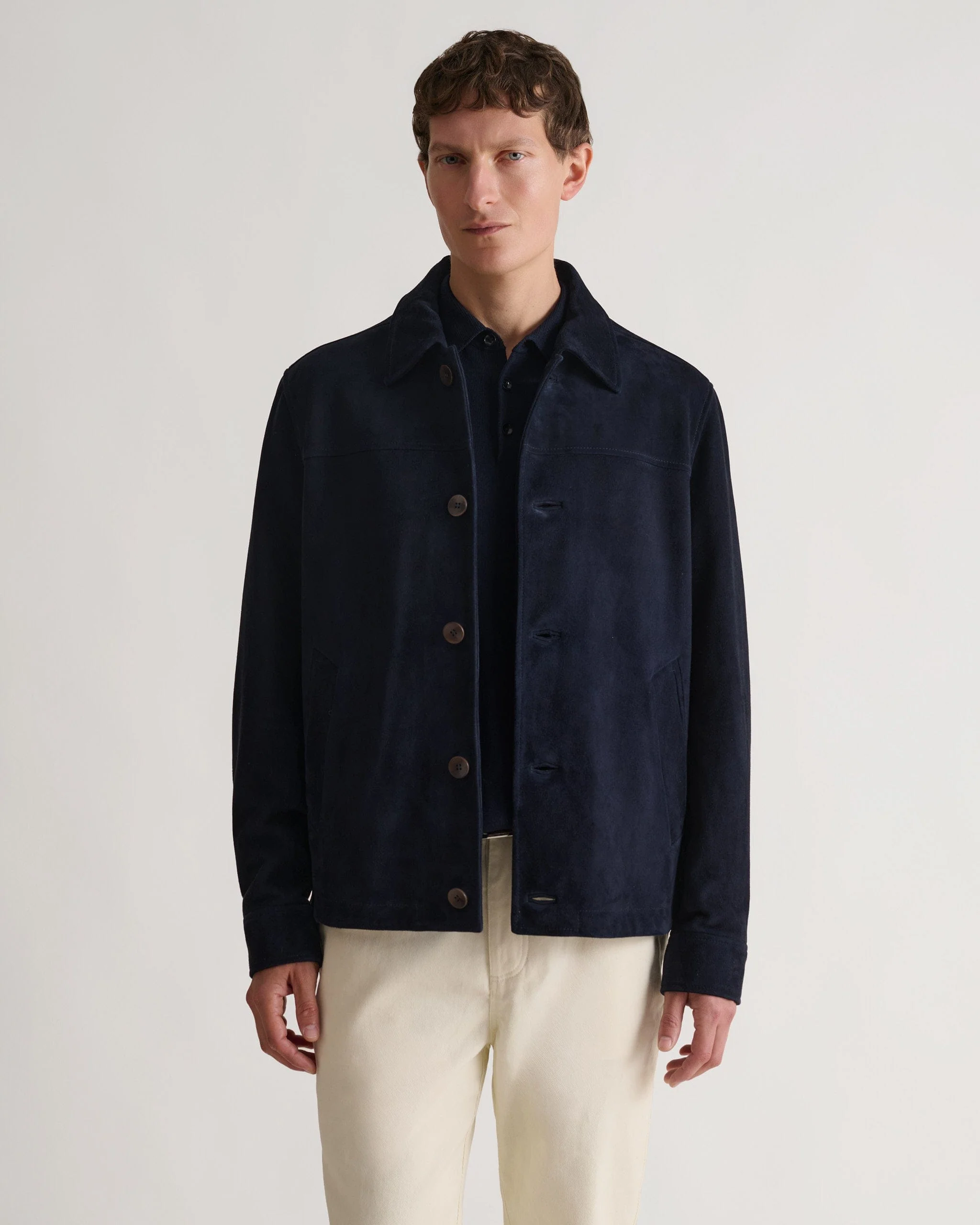 Men's Suede Jacket - Indigo - Image 3