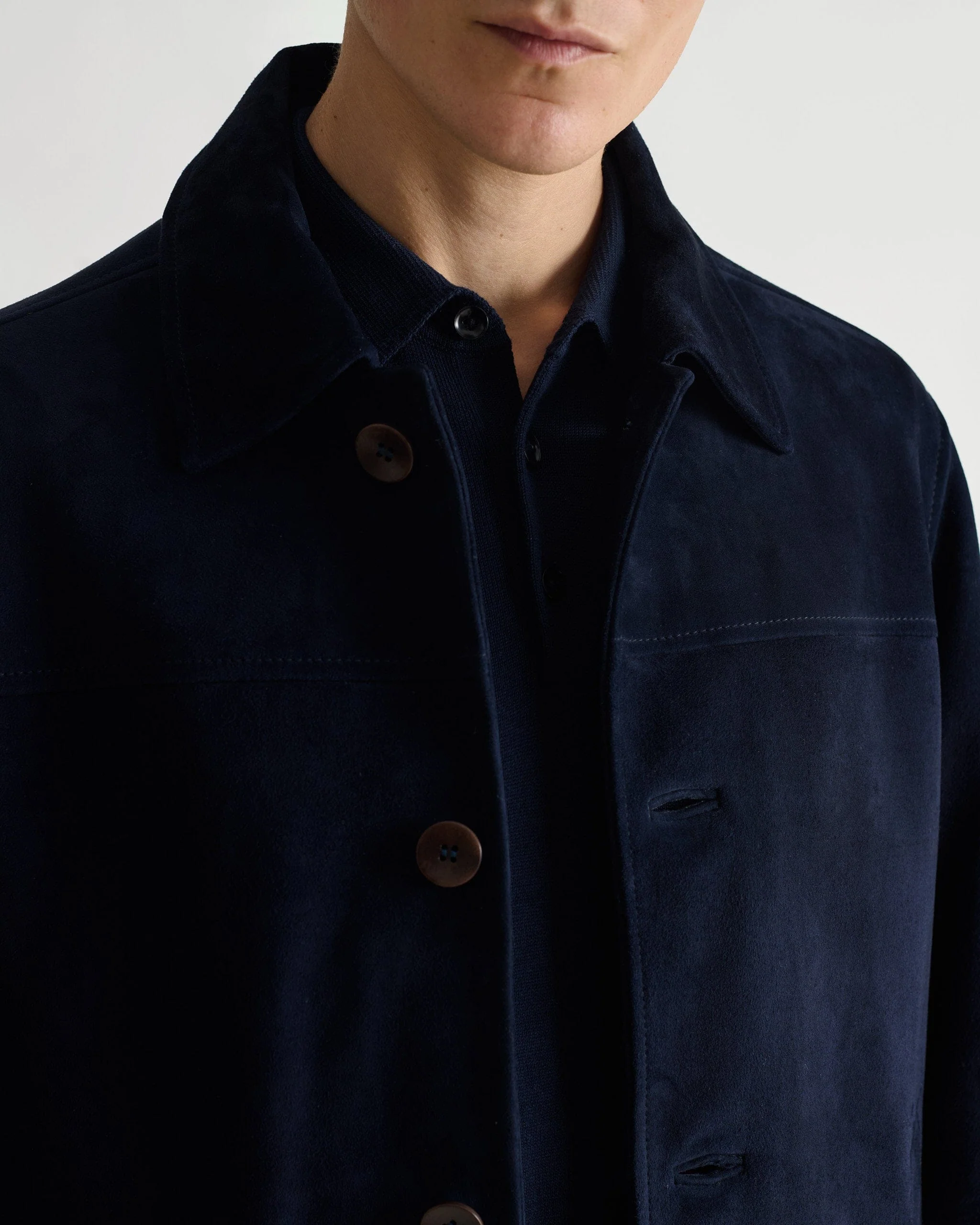 Men's Suede Jacket - Indigo - Image 4