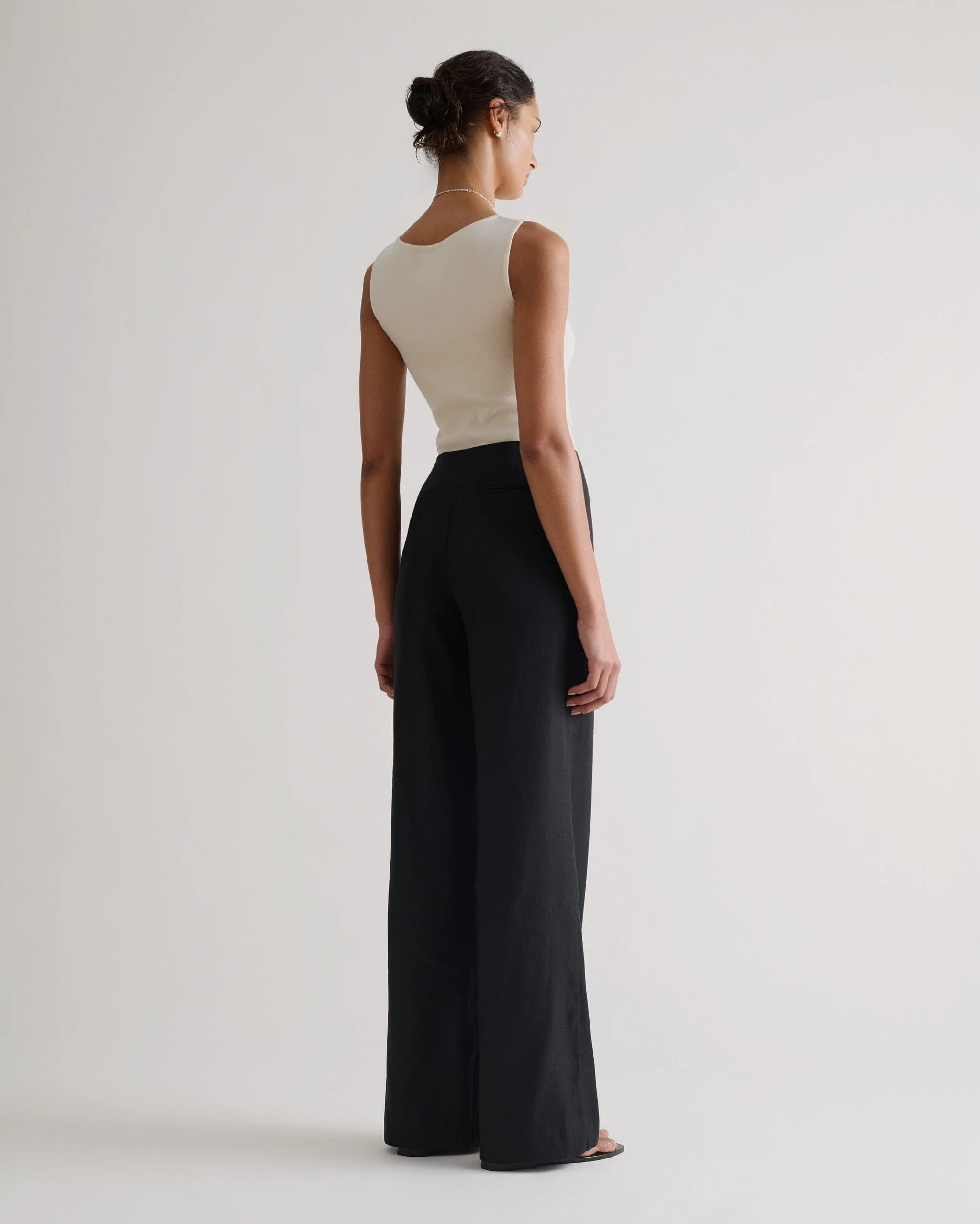 Women's Merino Wool Straight Neck Vest - Buttermilk - Image 3