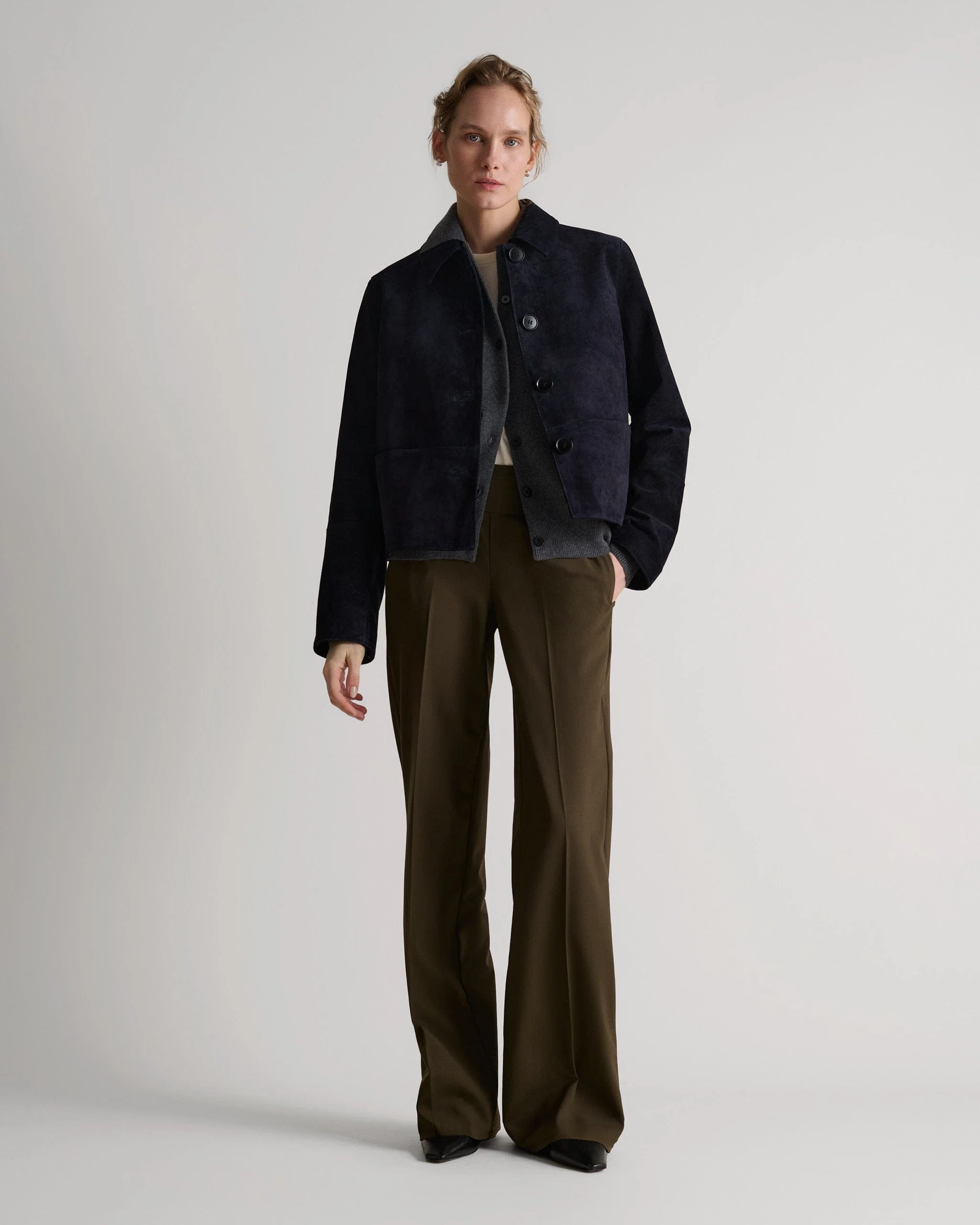 Women's Suede Jacket - Navy - Image 3