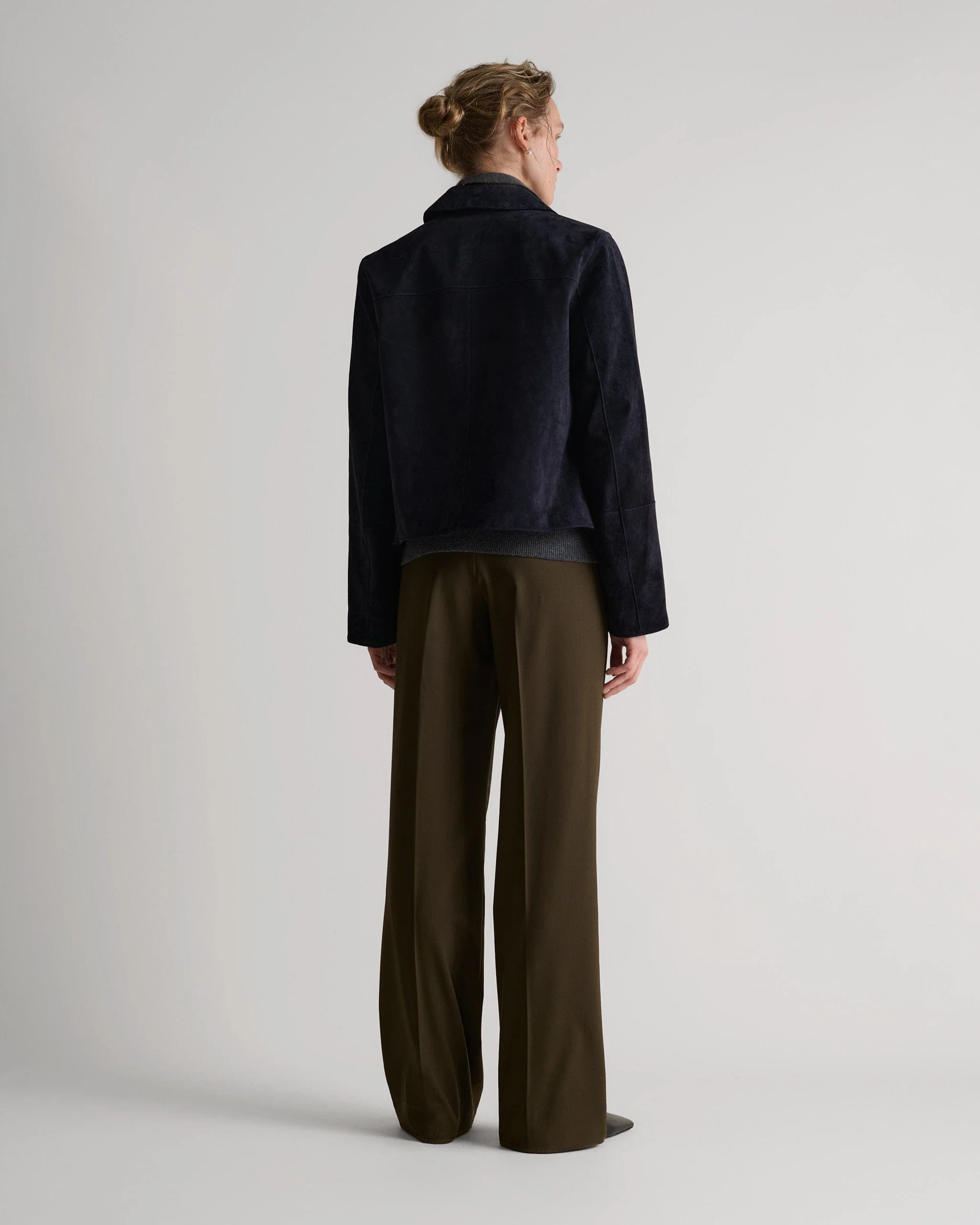 Women's Suede Jacket - Navy - Image 6