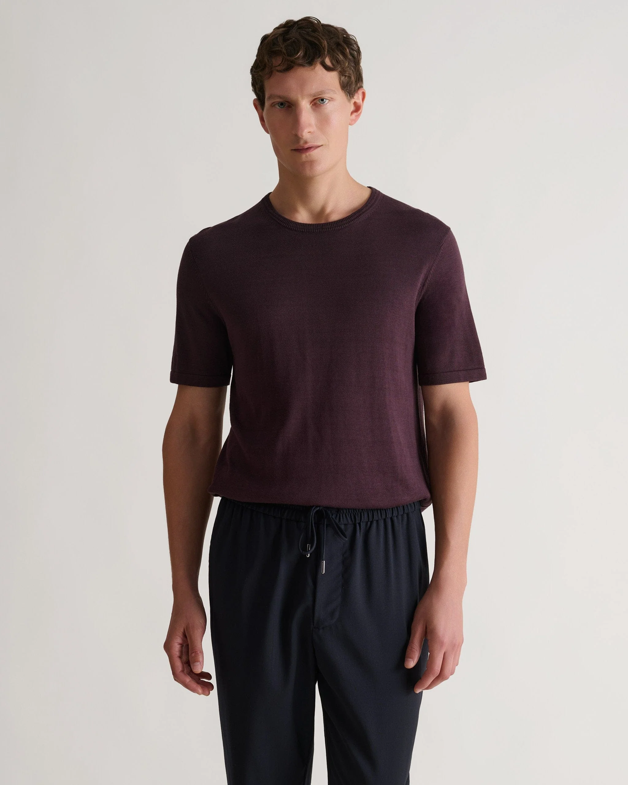 Men's Silk-Cotton Fine Knit T-shirt - Umber - Image 4