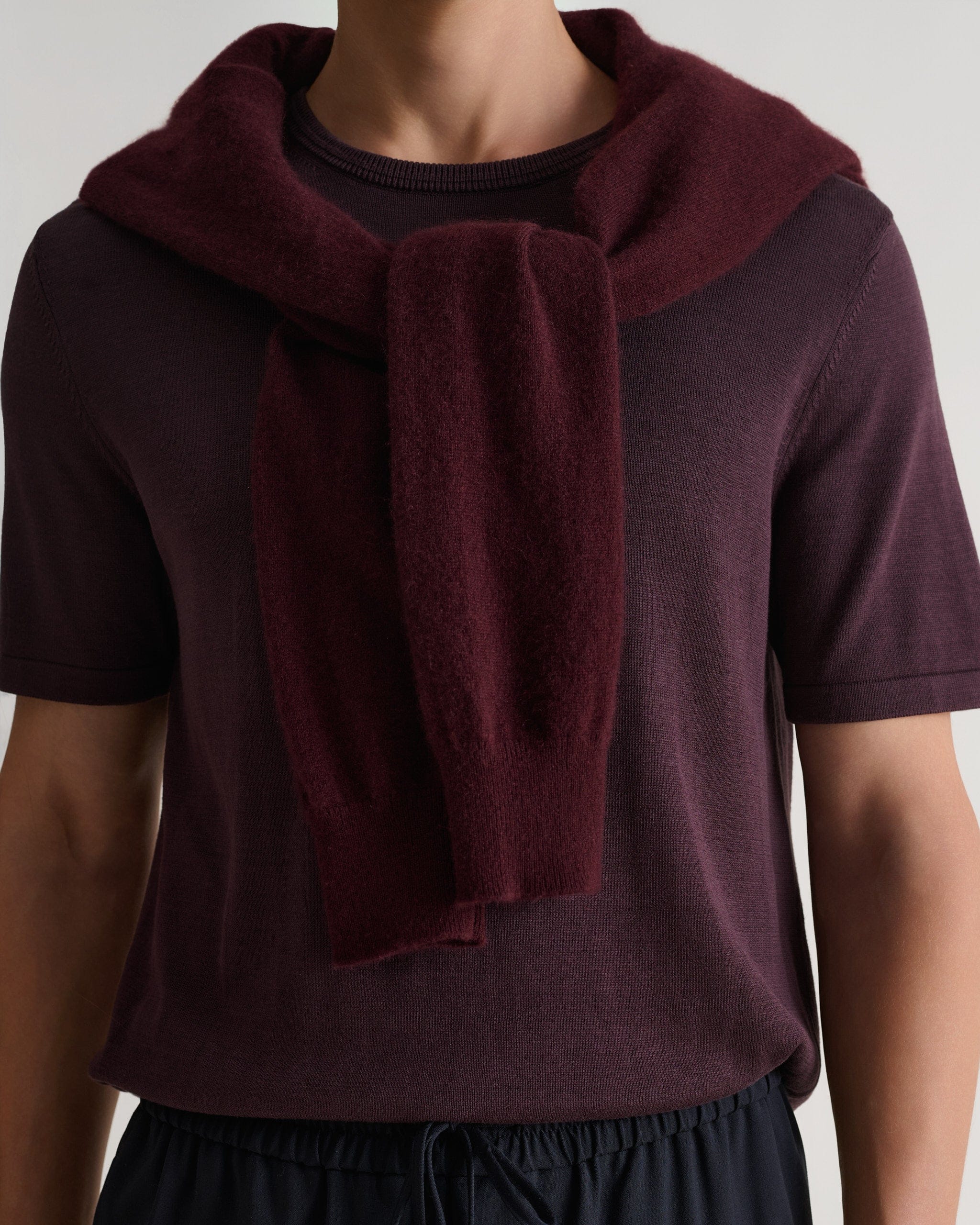 Men's Silk-Cotton Fine Knit T-shirt - Umber - Image 5