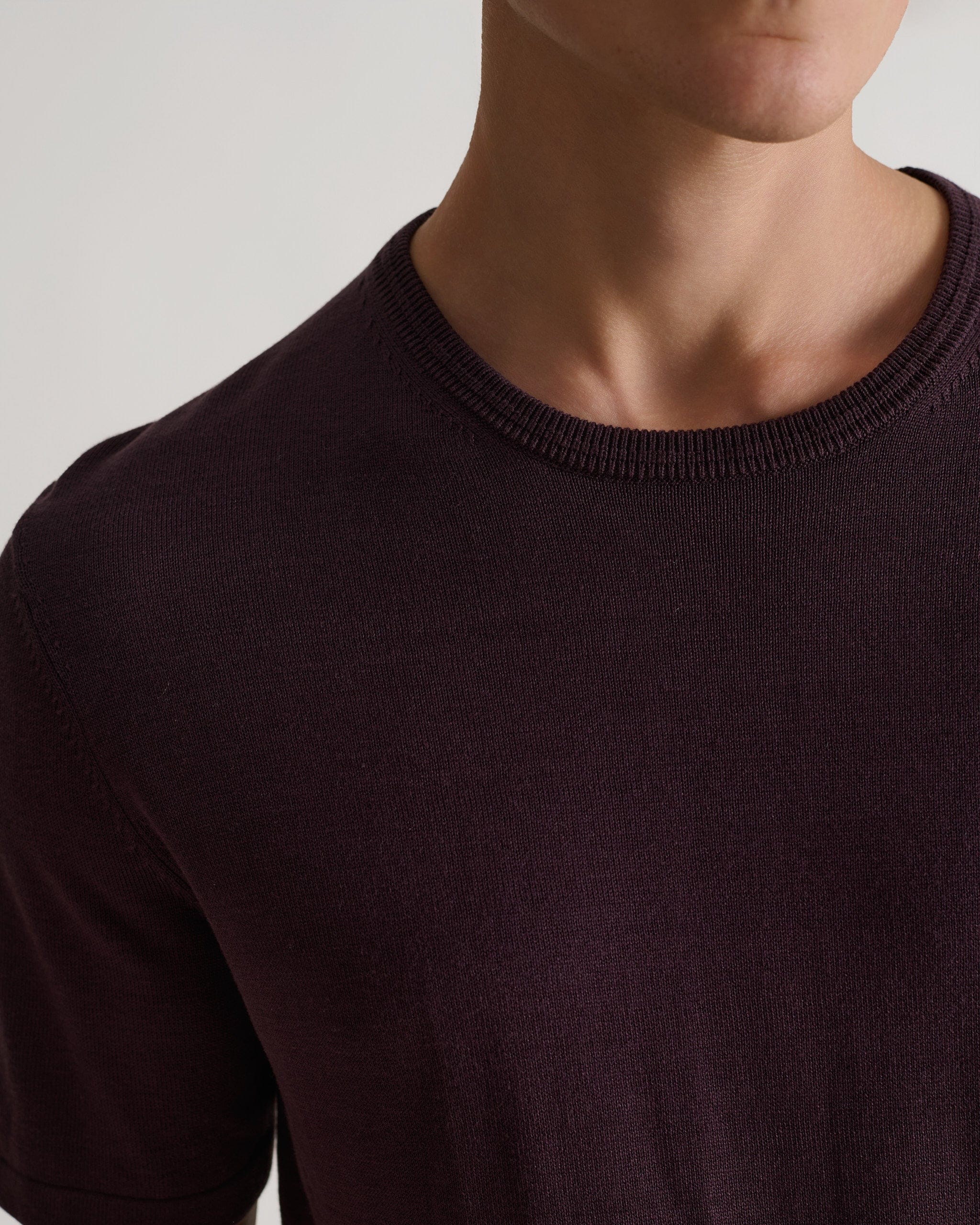 Men's Silk-Cotton Fine Knit T-shirt - Umber - Image 6