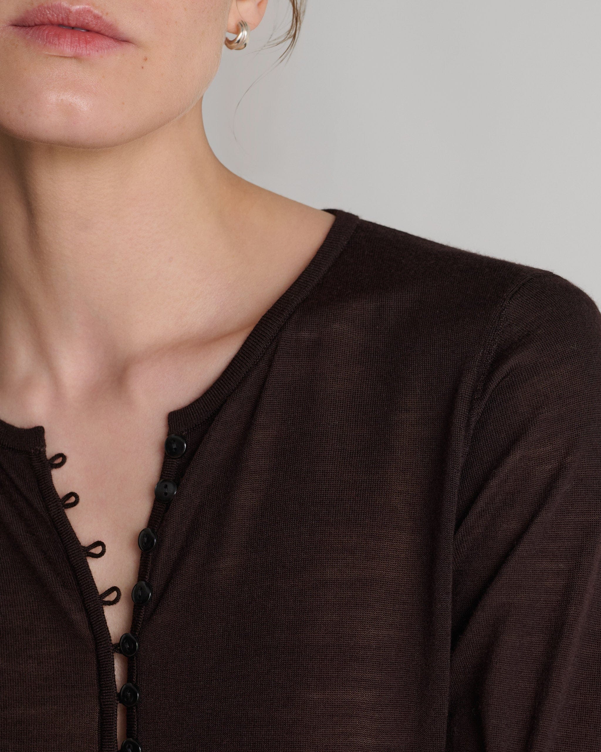 Women's Superfine Merino Button-Front Top - Umber - Image 5