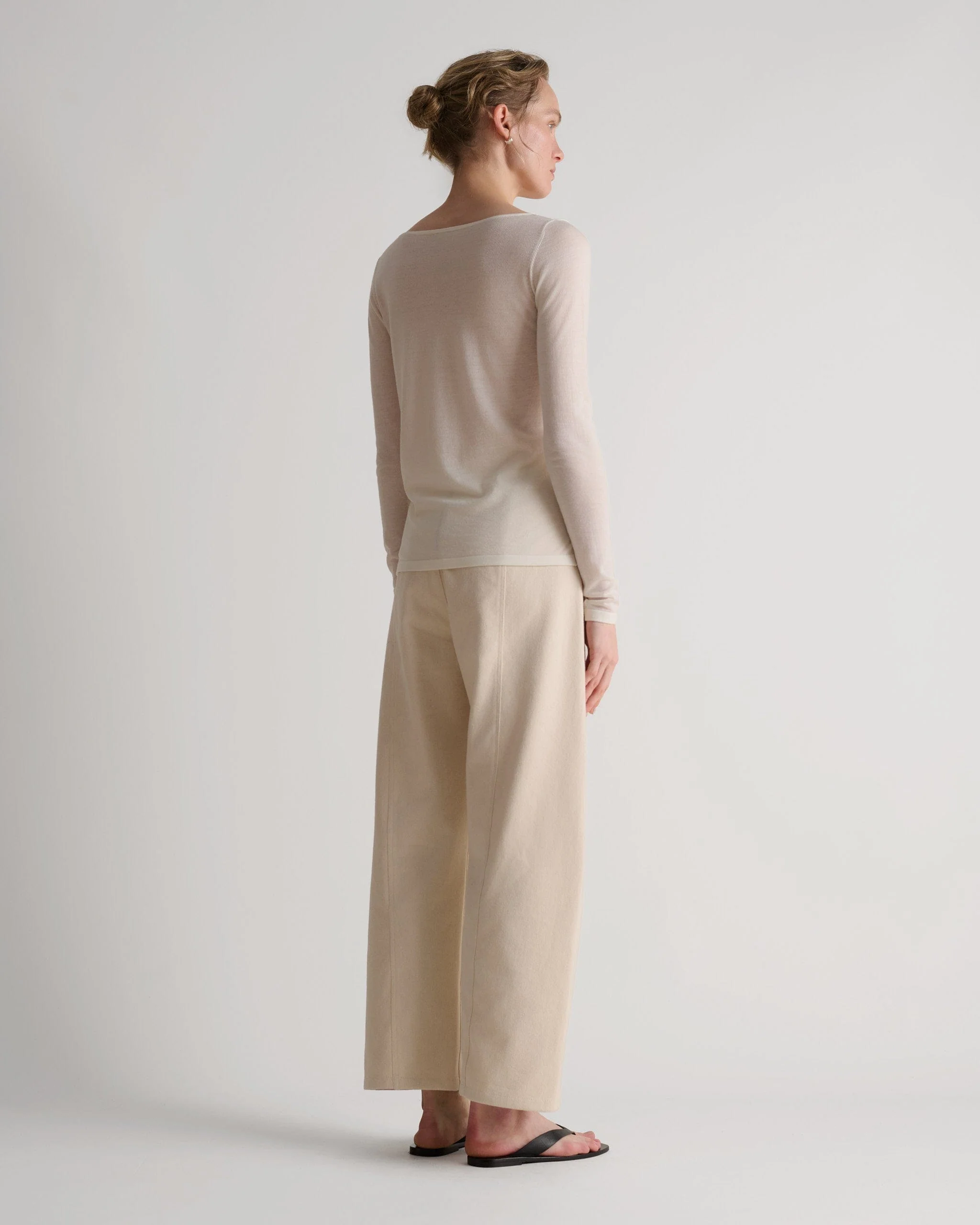 Women's Superfine Merino Straight Neck Jumper - Buttermilk - Image 6