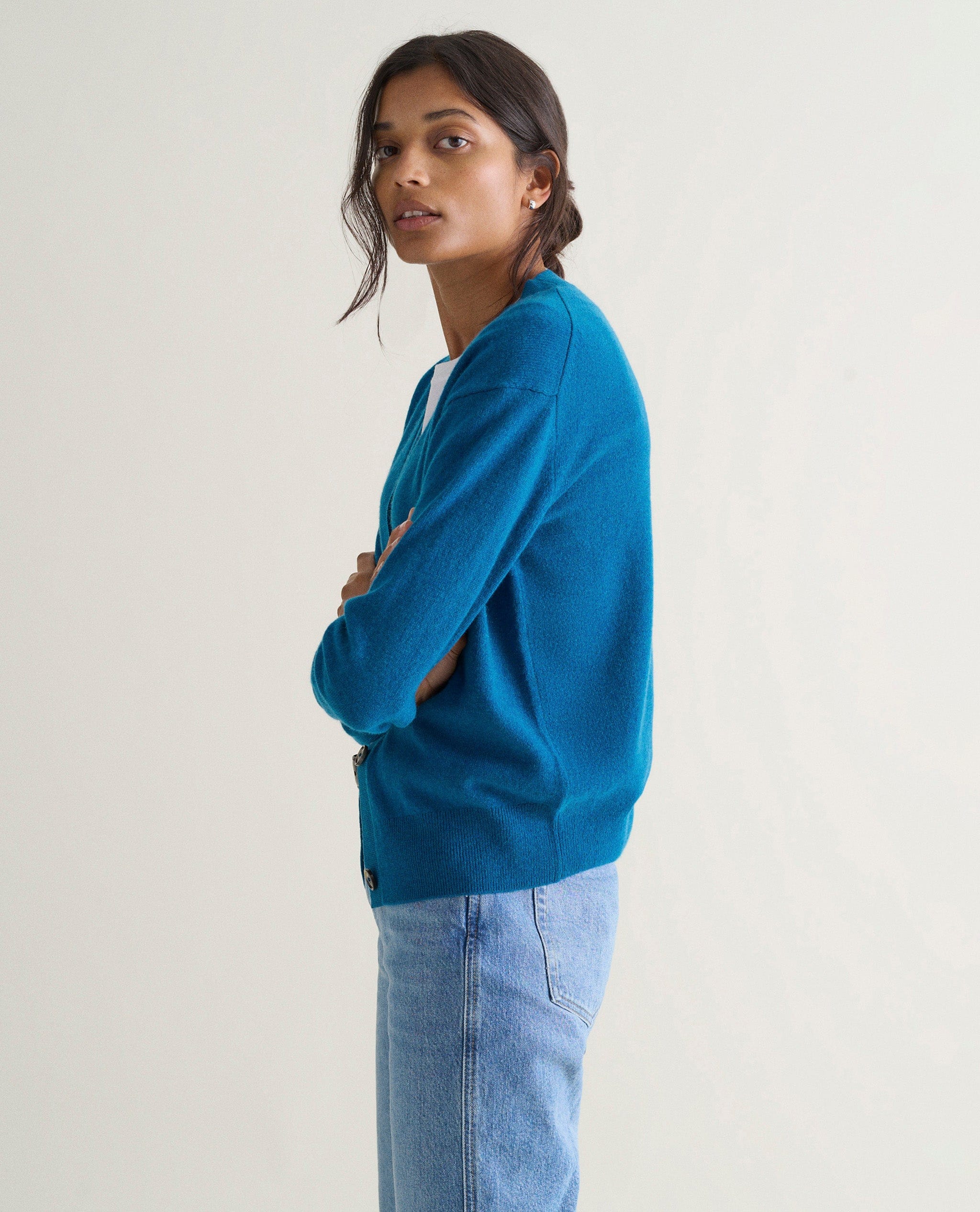 Women's Finest Cashmere Knitted V Neck Cardigan - Image 28