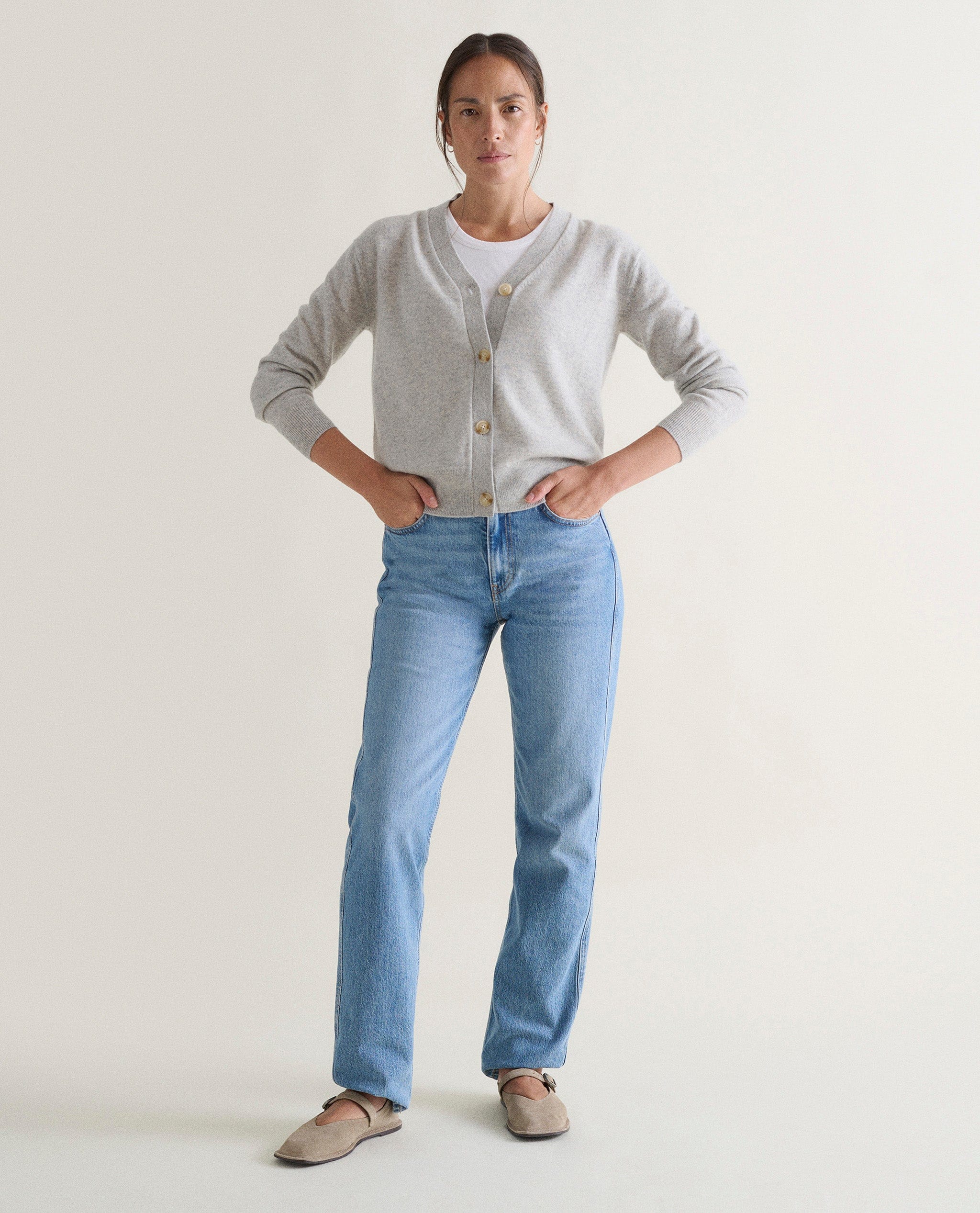 Women's Finest Cashmere Knitted V Neck Cardigan - Image 4