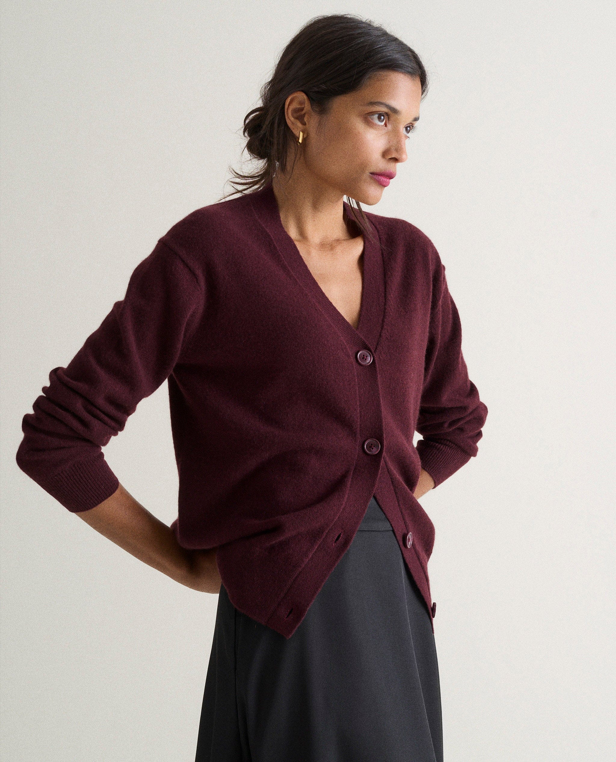 Women's Finest Cashmere Knitted V Neck Cardigan - Image 46