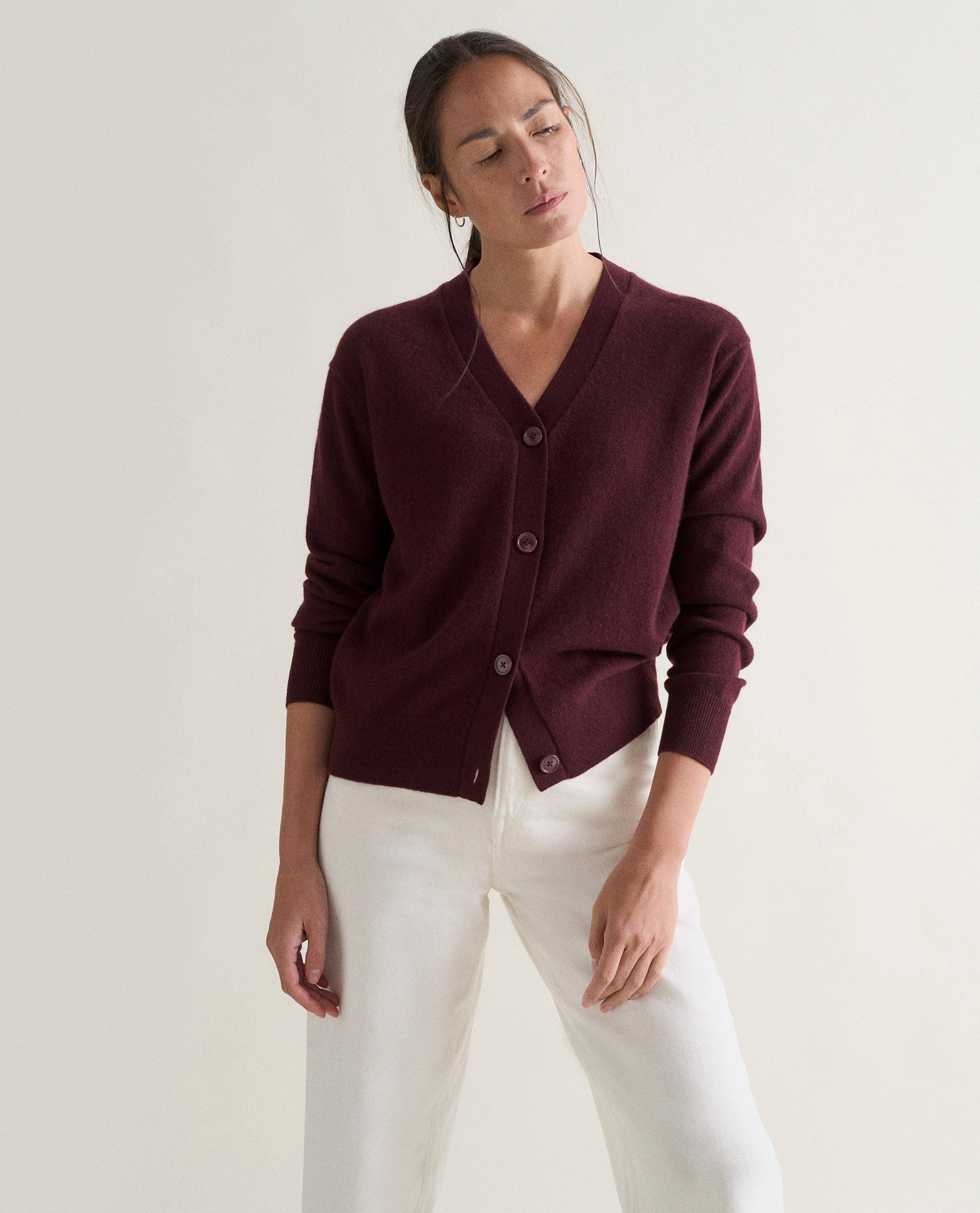 Women's Finest Cashmere Knitted V Neck Cardigan - Image 50