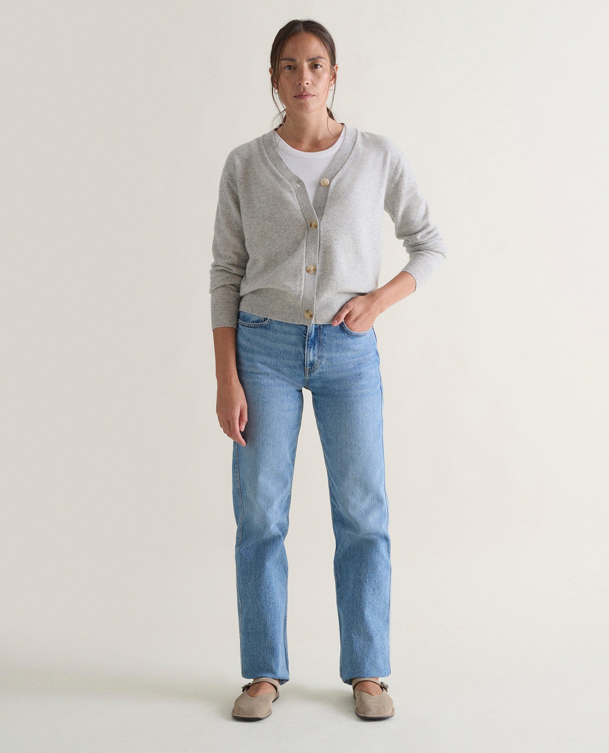 Women's Finest Cashmere Knitted V Neck Cardigan - Image 6